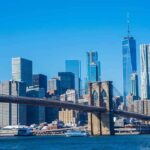 Manhattan skyline in the background