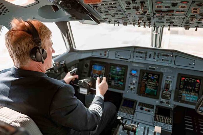 2104150745 featured image Pilot in cockpit operating airplane controls.