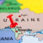 Red pin on map near Chișinău Moldova