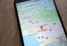 Map of Los Angeles on a smartphone screen