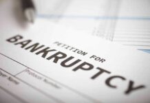 Petition for bankruptcy document with pen