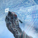 Hand drawing artificial intelligence digital circuit board