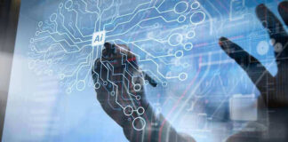 Hand drawing artificial intelligence digital circuit board