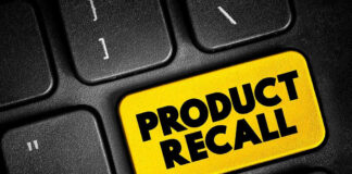 Black keyboard with "Product Recall" yellow key.