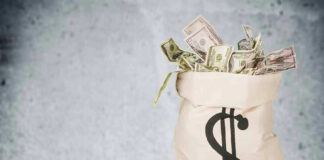 Bag of money with dollar sign.