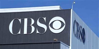 Exterior view of the CBS building with its logo prominently displayed