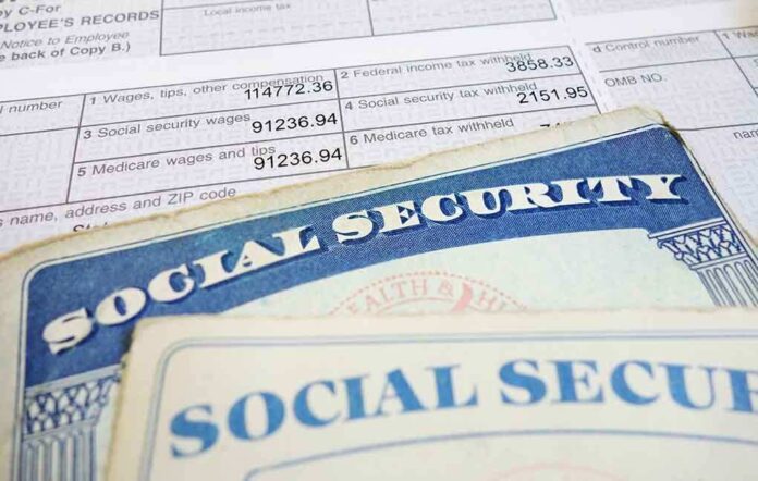 Close-up of social security cards and tax documents showing financial information