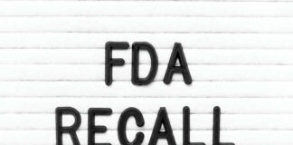 FDA Recall written on letter board.