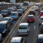 Heavy traffic on a city highway during rush hour