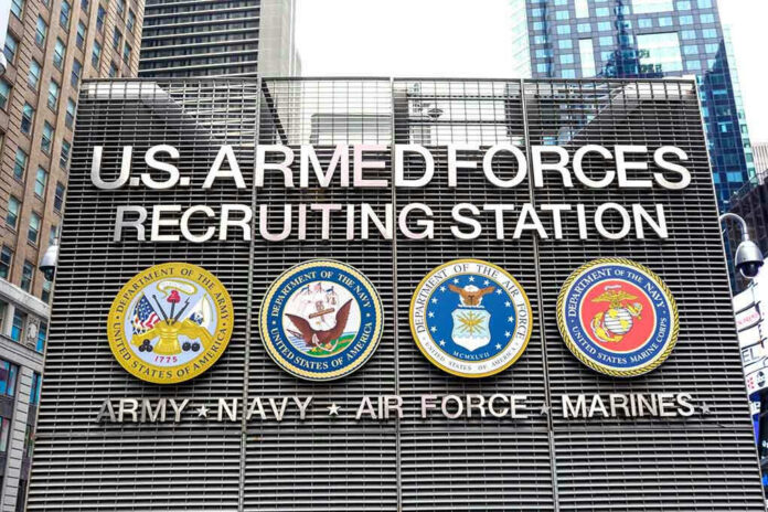Sign for U.S. Armed Forces Recruiting Station.