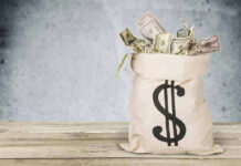 Bag of money with dollar sign.