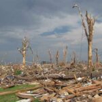 HORRIFYING Tornado Destroys Michigan Towns — Four DEAD A landscape showing destruction from a natural disaster with fallen trees and debris scattered across the ground