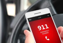 Sword Attack ERUPTS During 911 Call A smartphone displaying the emergency number 911 while held in a persons hand inside a car