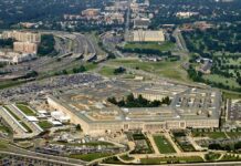 Pentagon Gun-Free Era SHATTERED Overnight Aerial view of the Pentagon surrounded by highways and urban areas