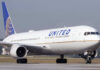 United Airlines plane on the runway.