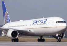 United Airlines plane on the runway.
