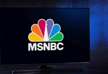 MSNBC logo displayed on a television screen
