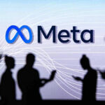 Meta Muzzles Whistleblower—Onstage People silhouetted against Meta logo background.
