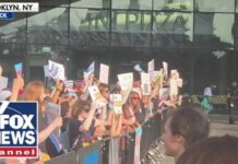 Trans activists ERUPT in protest outside WNBA game