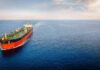 Oil tanker sailing on calm open sea