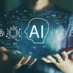 AI Doomsayers Are Getting Some Pushback Person holding virtual icons related to artificial intelligence.