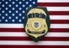 ICE Opens New Front Against Fraud ICE officer badge on American flag background