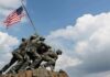 Iwo Jima Memorial statue with soldiers raising the American flag