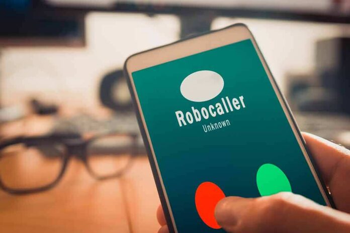 smartphone showing an incoming robocall screen